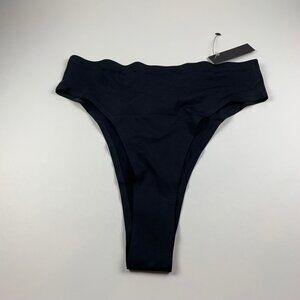 Hauty Women's Bonded High Waisted Black‎ Cheeky Nylon Underwear Panty Size S NWT